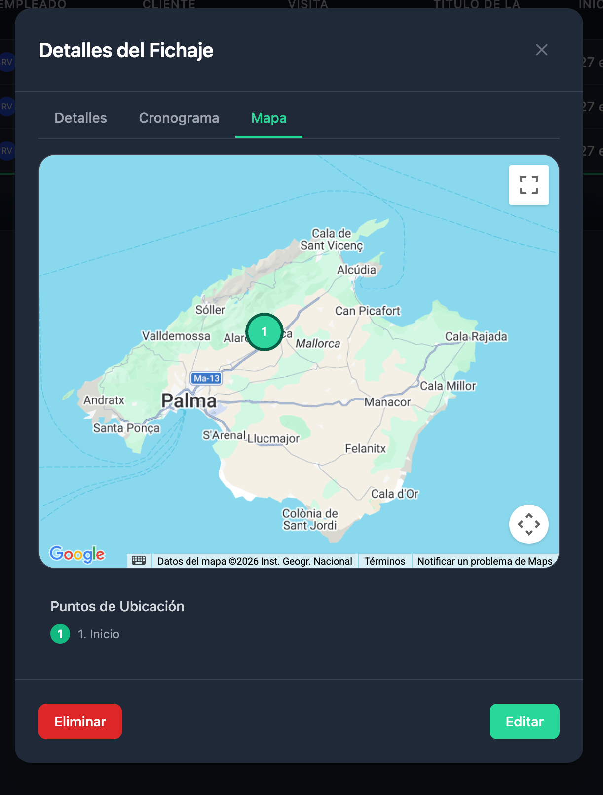 Fichaje desde móvil