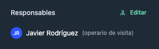 Operario de visita en la lista de responsables