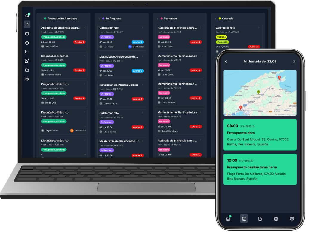 App enrutar on desktop and mobile